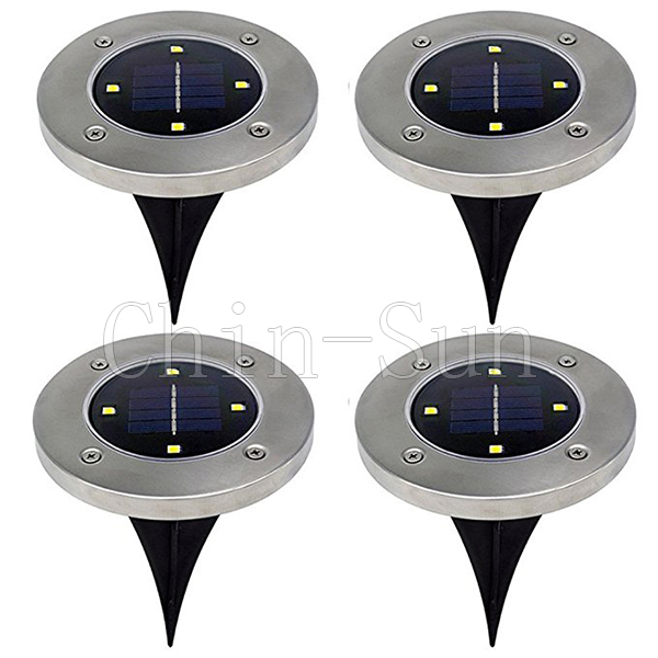 4LED solar stainless steel lawn light