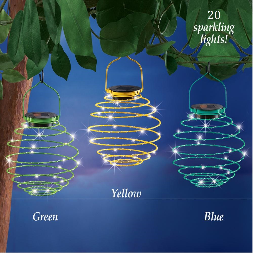 16CM  Spiral Coil Spring Solar Powered Hanging Lantern 