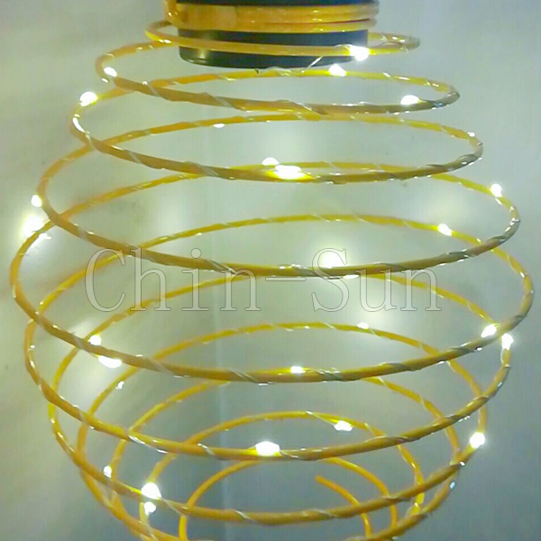 22CM  Spiral Coil Spring Solar Powered Hanging Lantern 