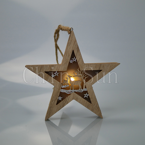 Professional star shaped battery charge wooden lighting gifts  