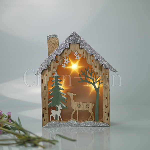 Light Wooden Hanging Ornaments for Christmas Holiday