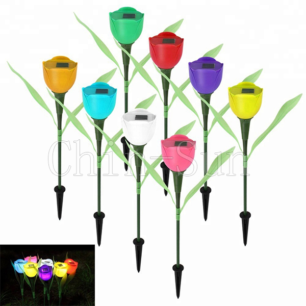 Outdoor Garden Lawn Light Solar Tulip Flower Light Powered LED Lawn Lamps 