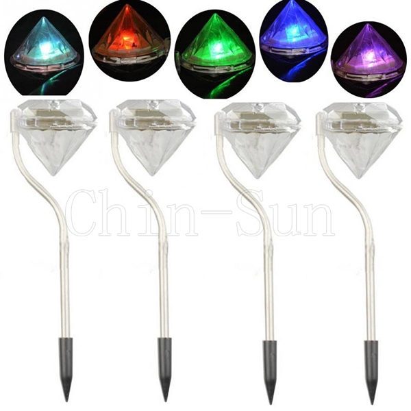  diamondstyle Stainless Steel Color Changing LED Solar Garden light