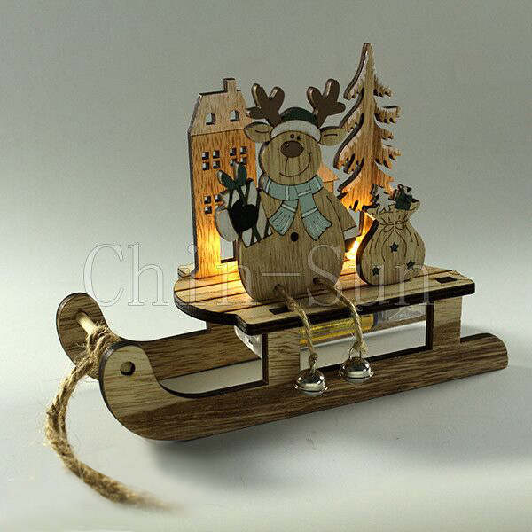 Wooden sleigh Christmas craft lights